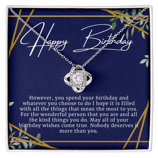 Happy Birthday Love Knot Necklace