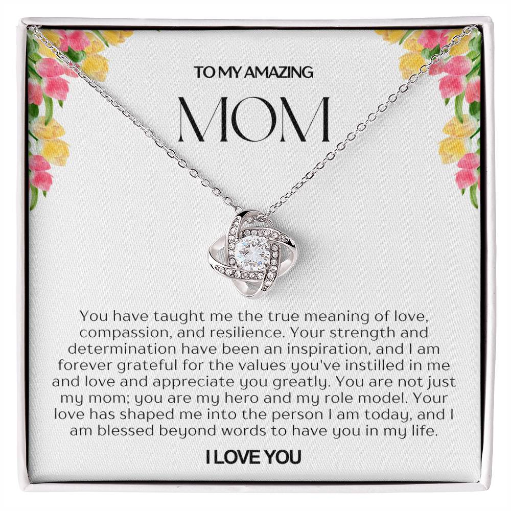 To My Amazing Mom Love Knot Necklace