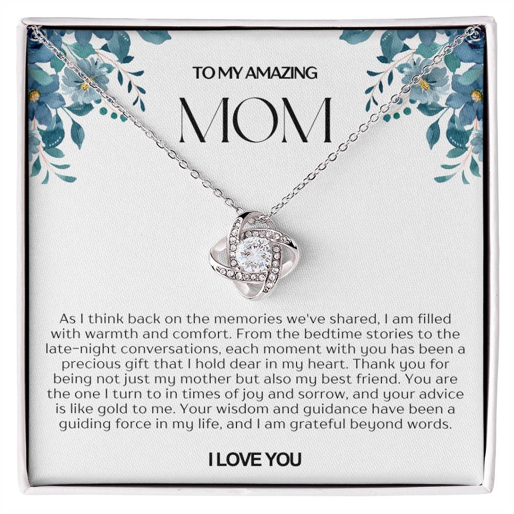 To My Amazing Mom Love Knot Necklace