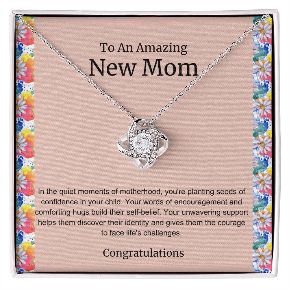 To An Amazing New Mom Love Knot Necklace