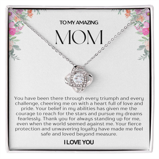 To My Amazing Mom Love Knot Necklace