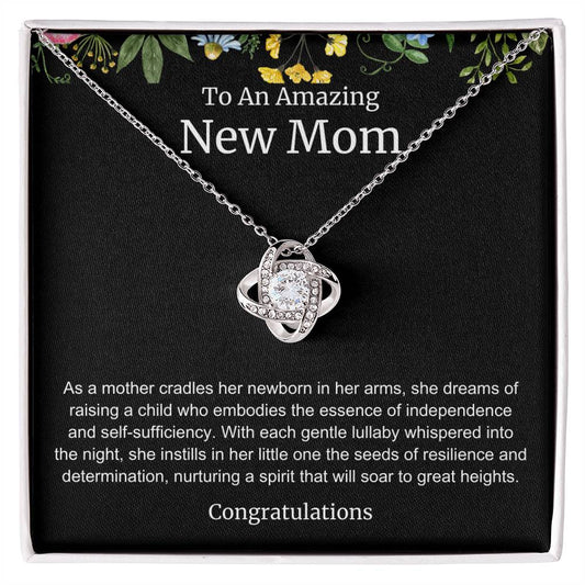 To An Amazing New Mom Love Knot Necklace