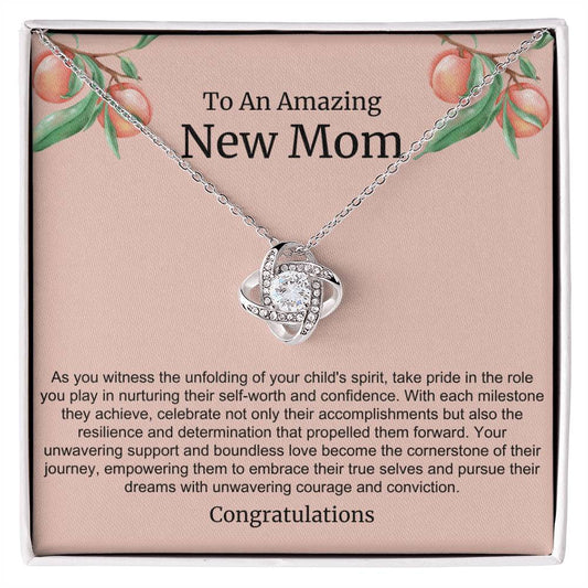 To An Amazing New Mom Love Knot Necklace