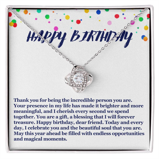 Happy Birthday Love Knot Necklace