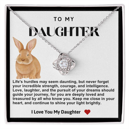 Daughter Rabbit Love Knot Necklace