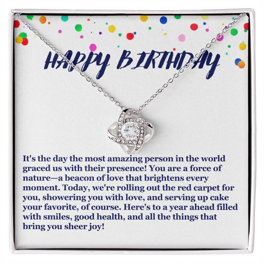 Happy Birthday Love Knot Necklace