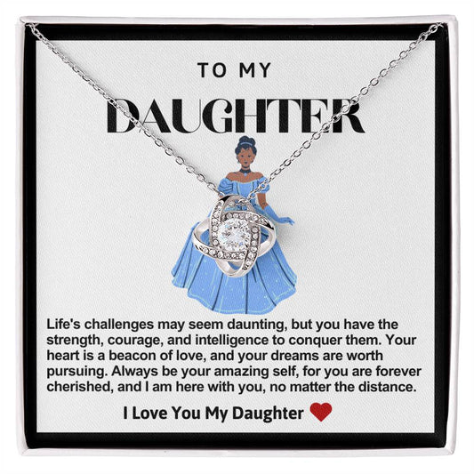 Daughter Blue Dress Princess Love Knot Necklace