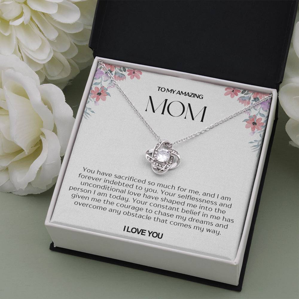 To My Amazing Mom Love Knot Necklace