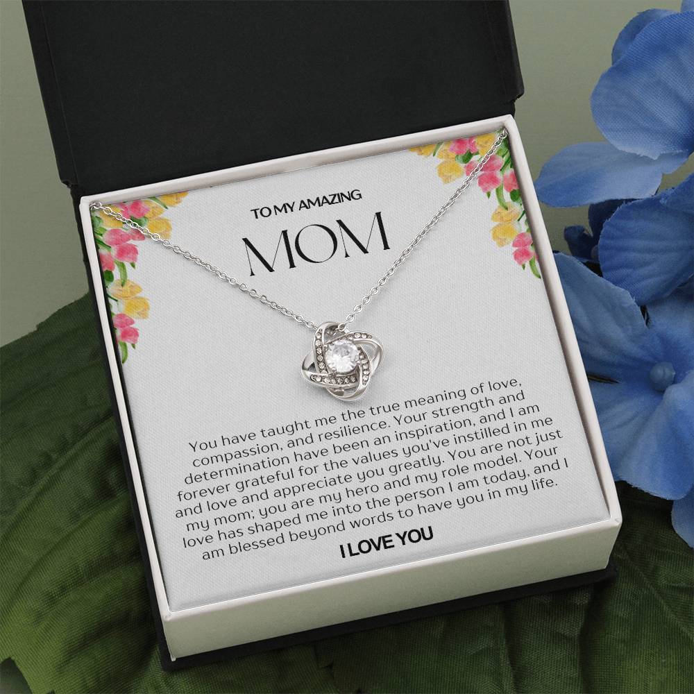 To My Amazing Mom Love Knot Necklace