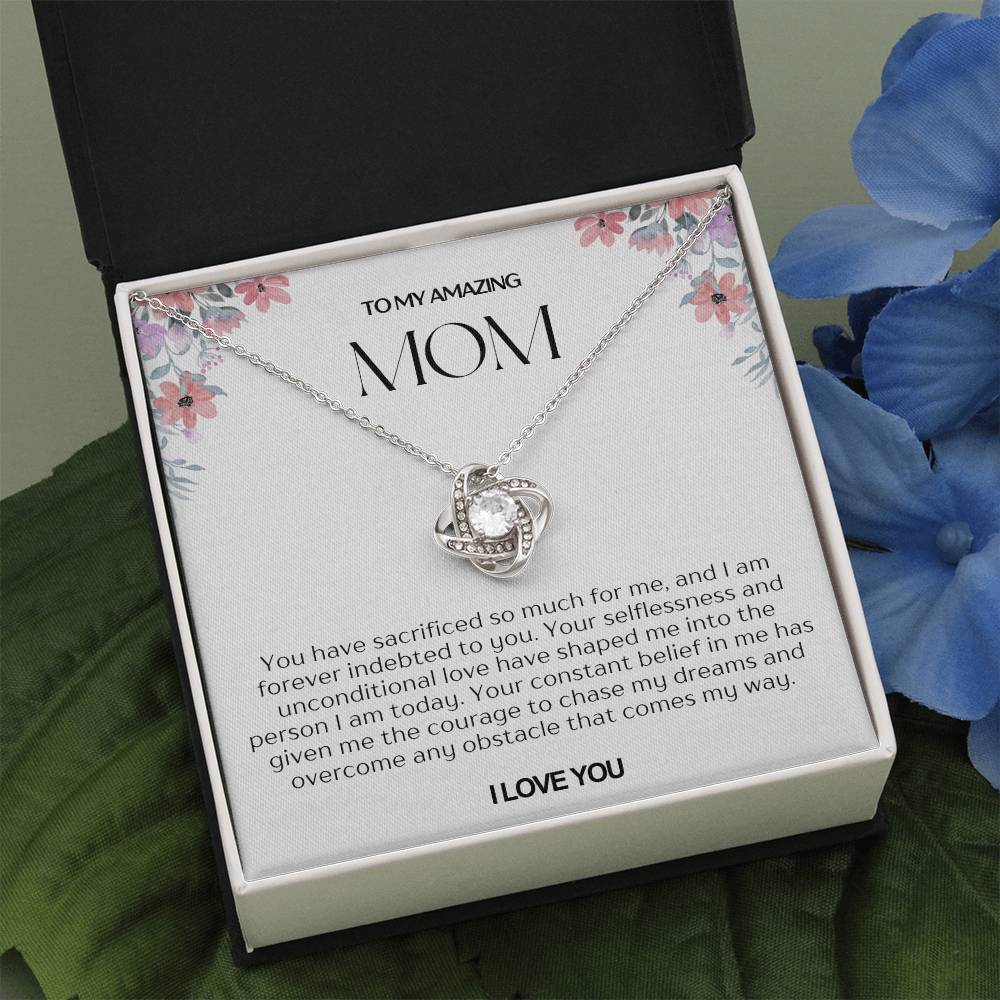 To My Amazing Mom Love Knot Necklace