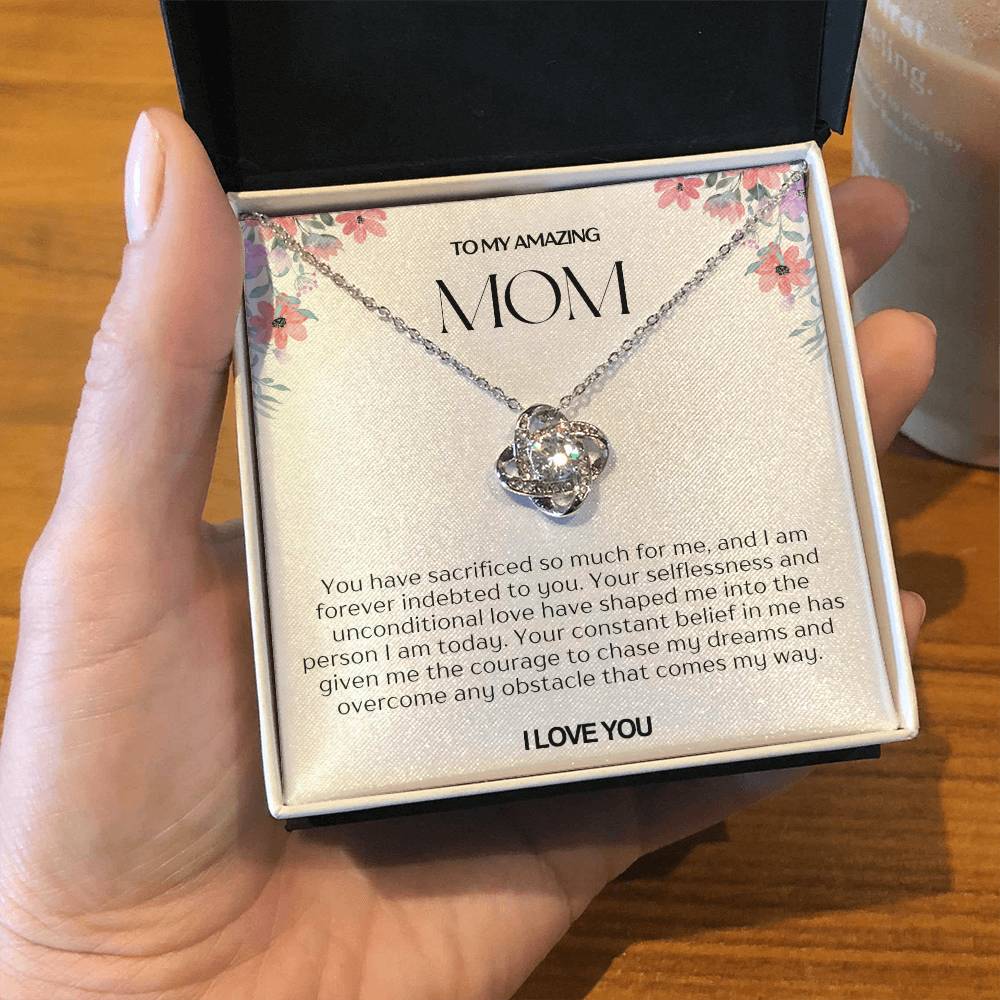 To My Amazing Mom Love Knot Necklace