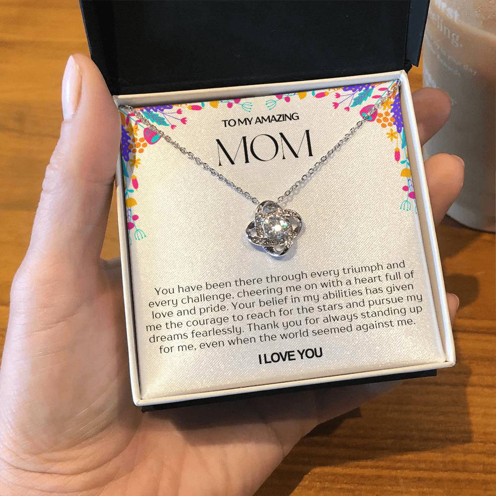 To My Amazing Mom Love Knot Necklace