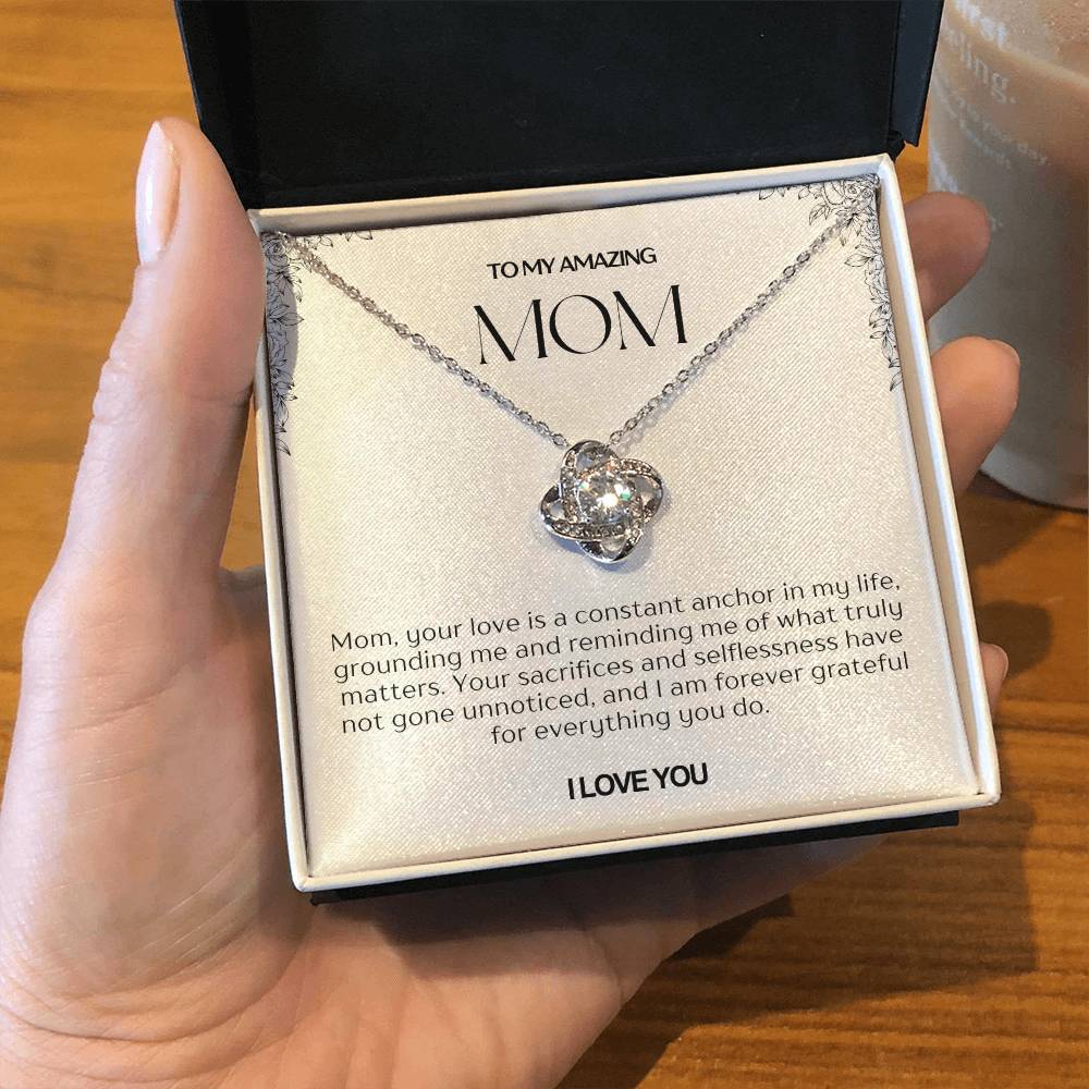 To My Amazing Mom Love Knot Necklace