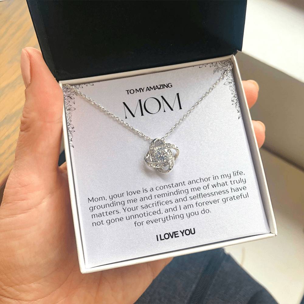 To My Amazing Mom Love Knot Necklace