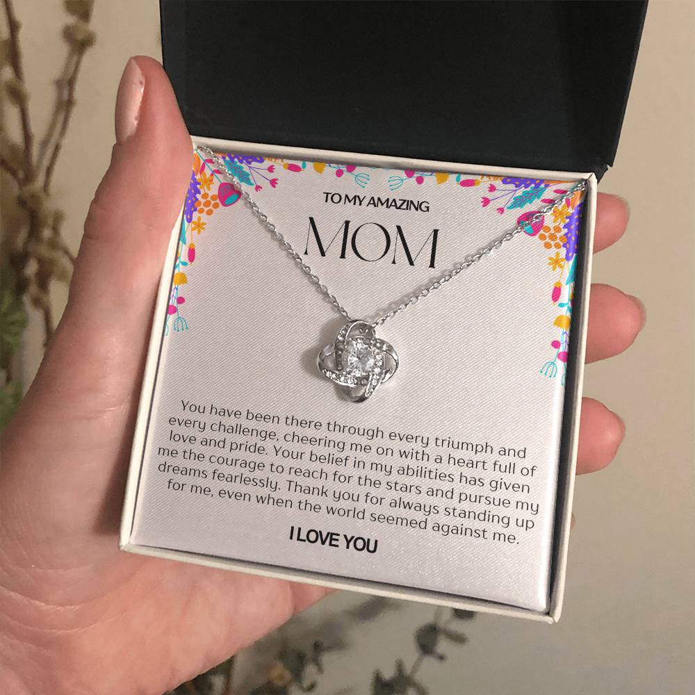 To My Amazing Mom Love Knot Necklace