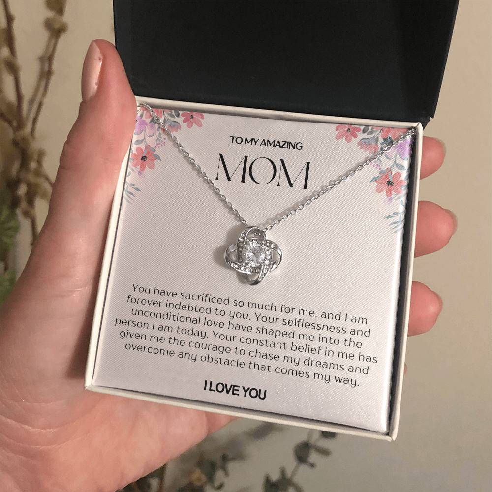 To My Amazing Mom Love Knot Necklace