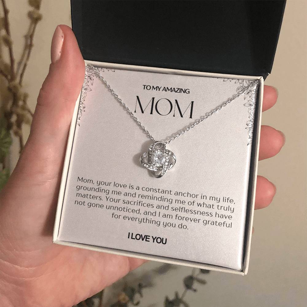 To My Amazing Mom Love Knot Necklace