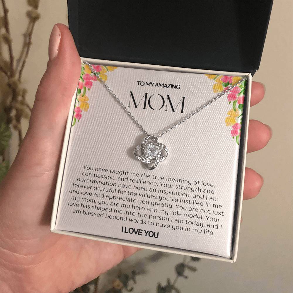 To My Amazing Mom Love Knot Necklace