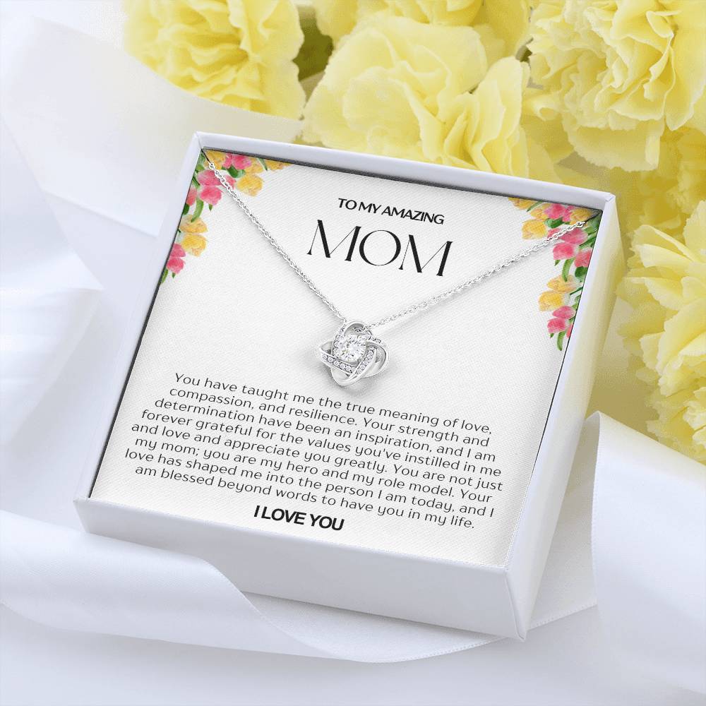 To My Amazing Mom Love Knot Necklace