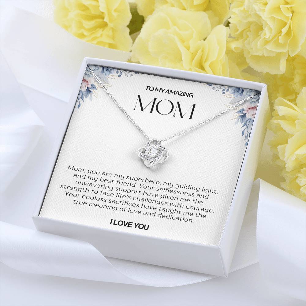 To My Amazing Mom Love Knot Necklace