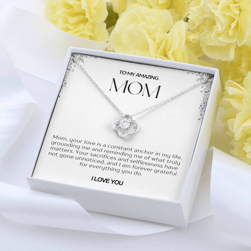 To My Amazing Mom Love Knot Necklace