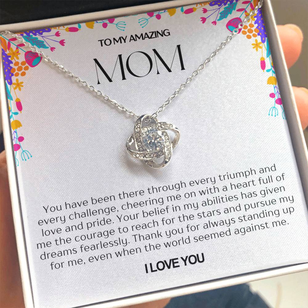 To My Amazing Mom Love Knot Necklace