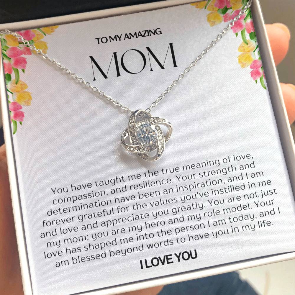 To My Amazing Mom Love Knot Necklace