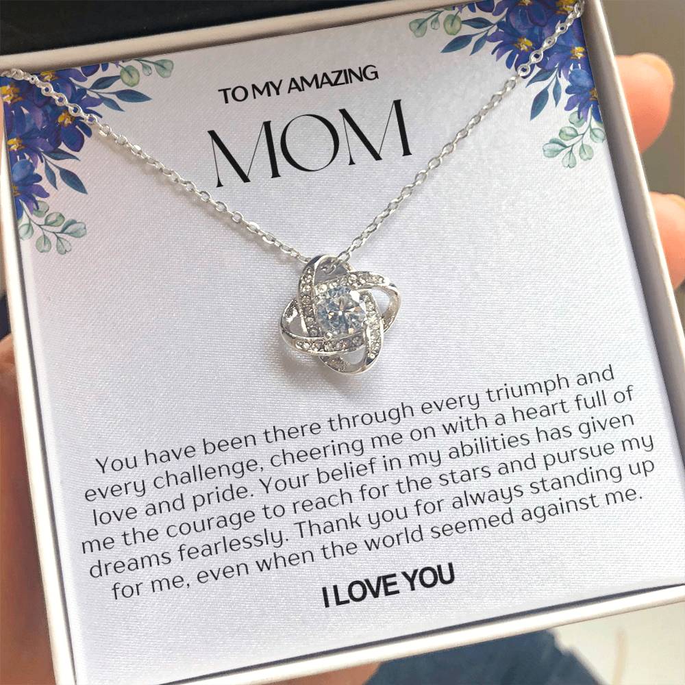 To My Amazing Mom Love Knot Necklace