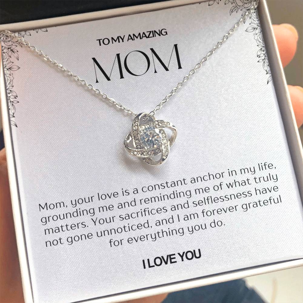 To My Amazing Mom Love Knot Necklace