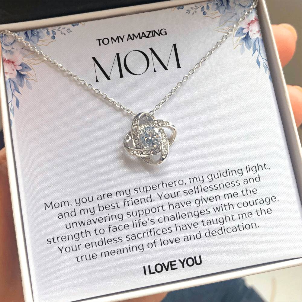 To My Amazing Mom Love Knot Necklace