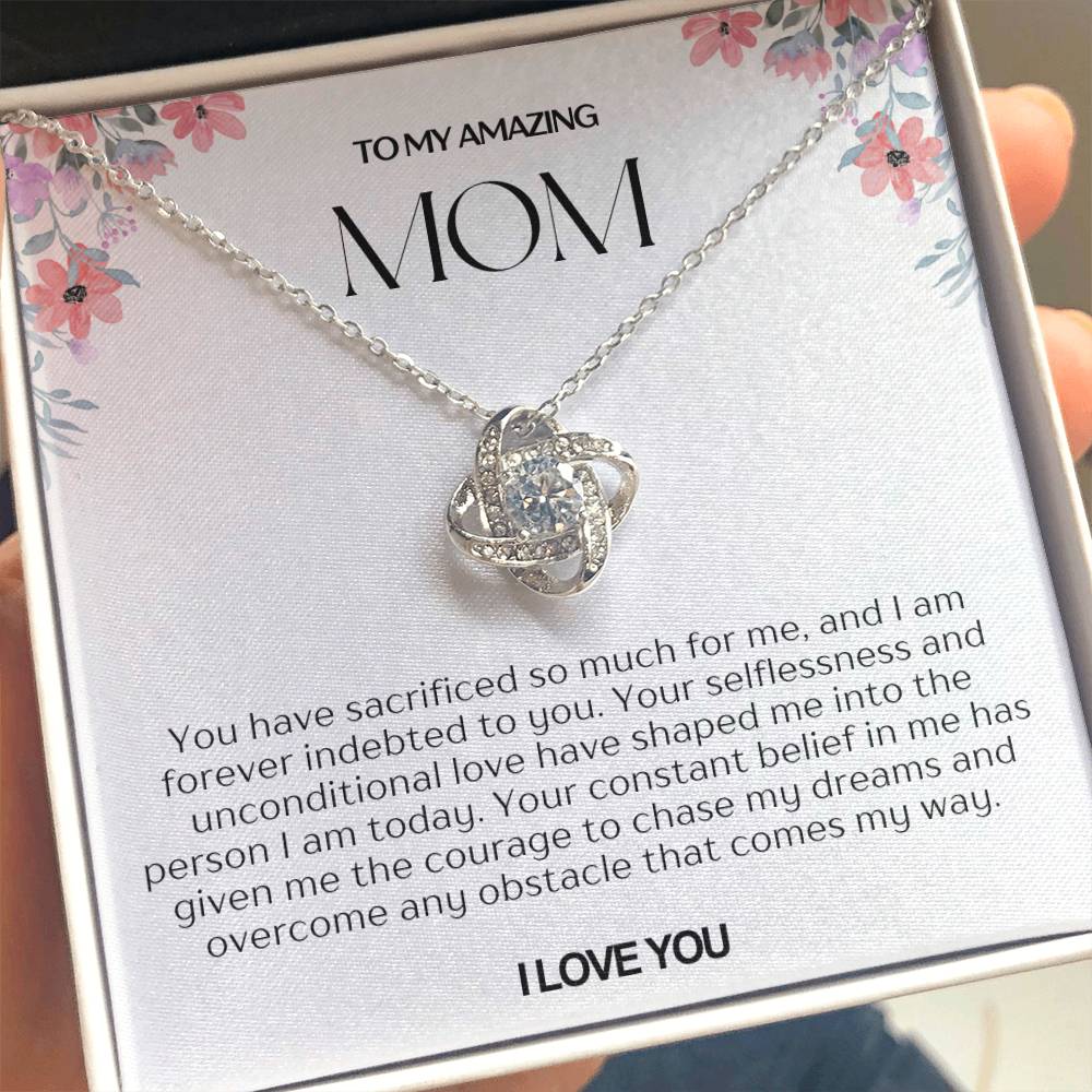 To My Amazing Mom Love Knot Necklace