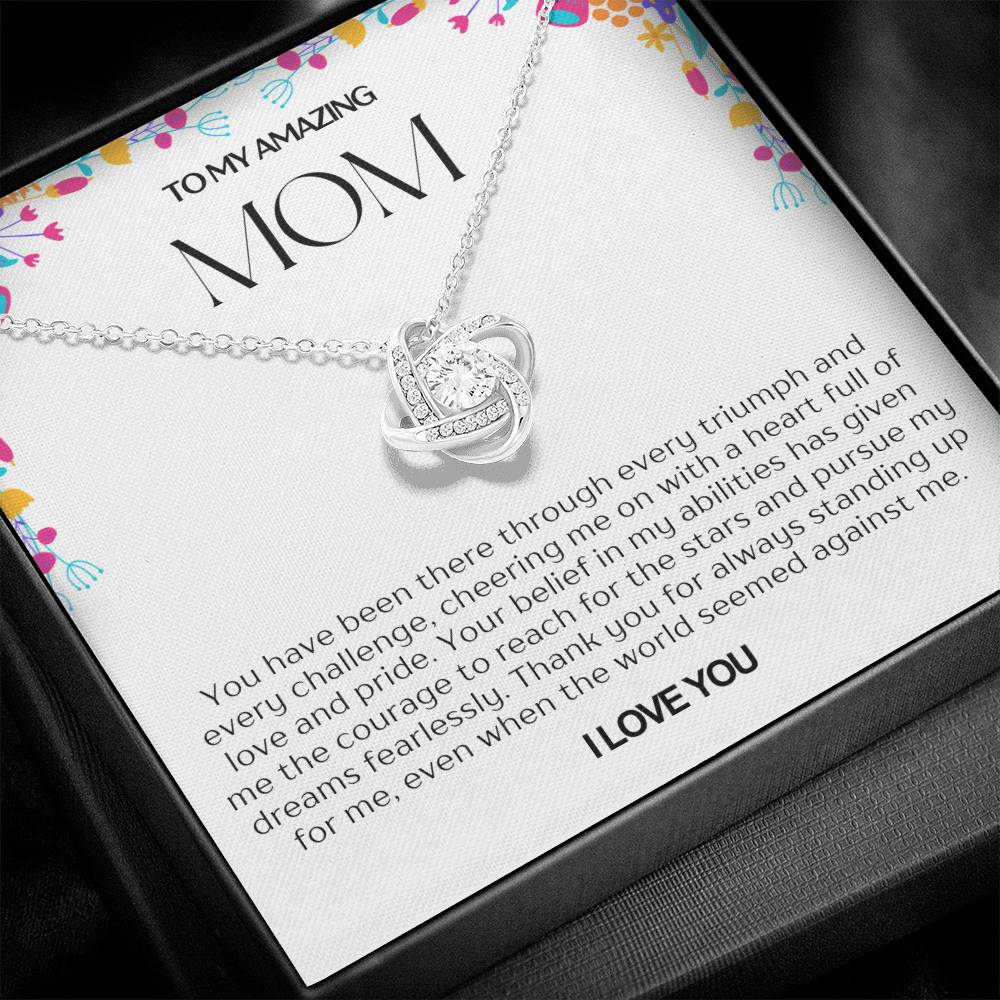 To My Amazing Mom Love Knot Necklace