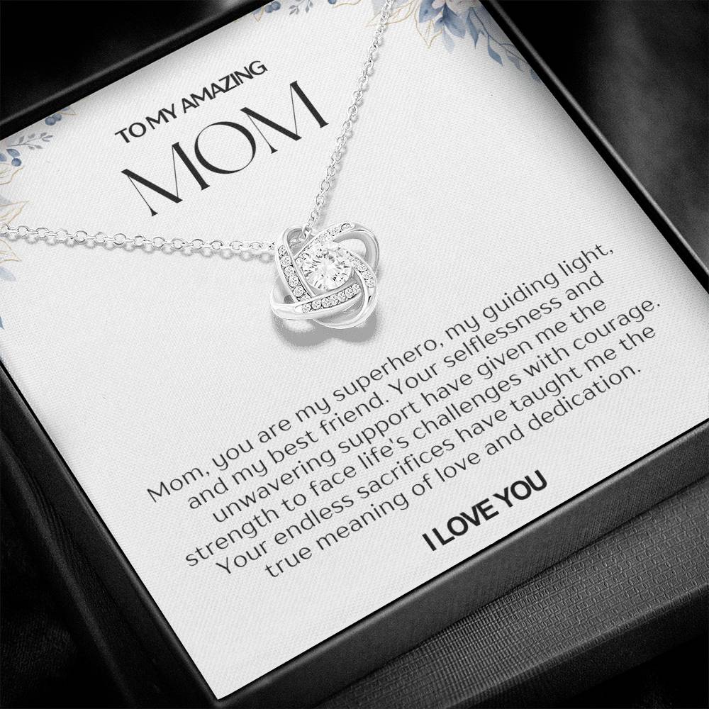 To My Amazing Mom Love Knot Necklace