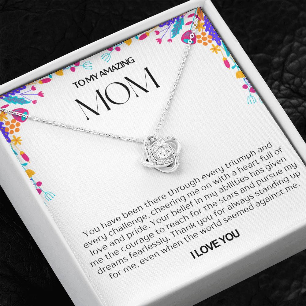 To My Amazing Mom Love Knot Necklace