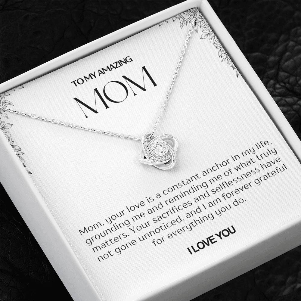 To My Amazing Mom Love Knot Necklace