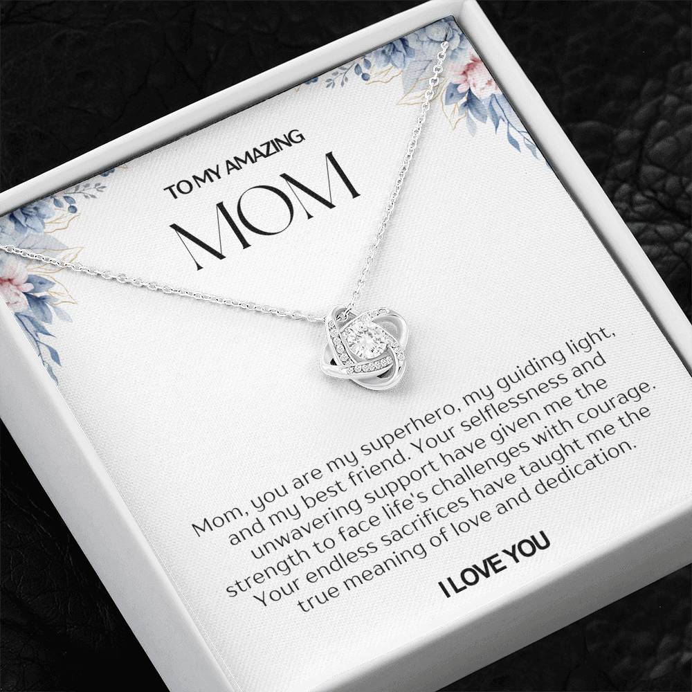 To My Amazing Mom Love Knot Necklace