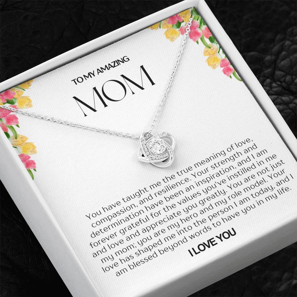 To My Amazing Mom Love Knot Necklace