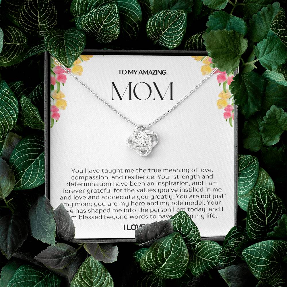 To My Amazing Mom Love Knot Necklace