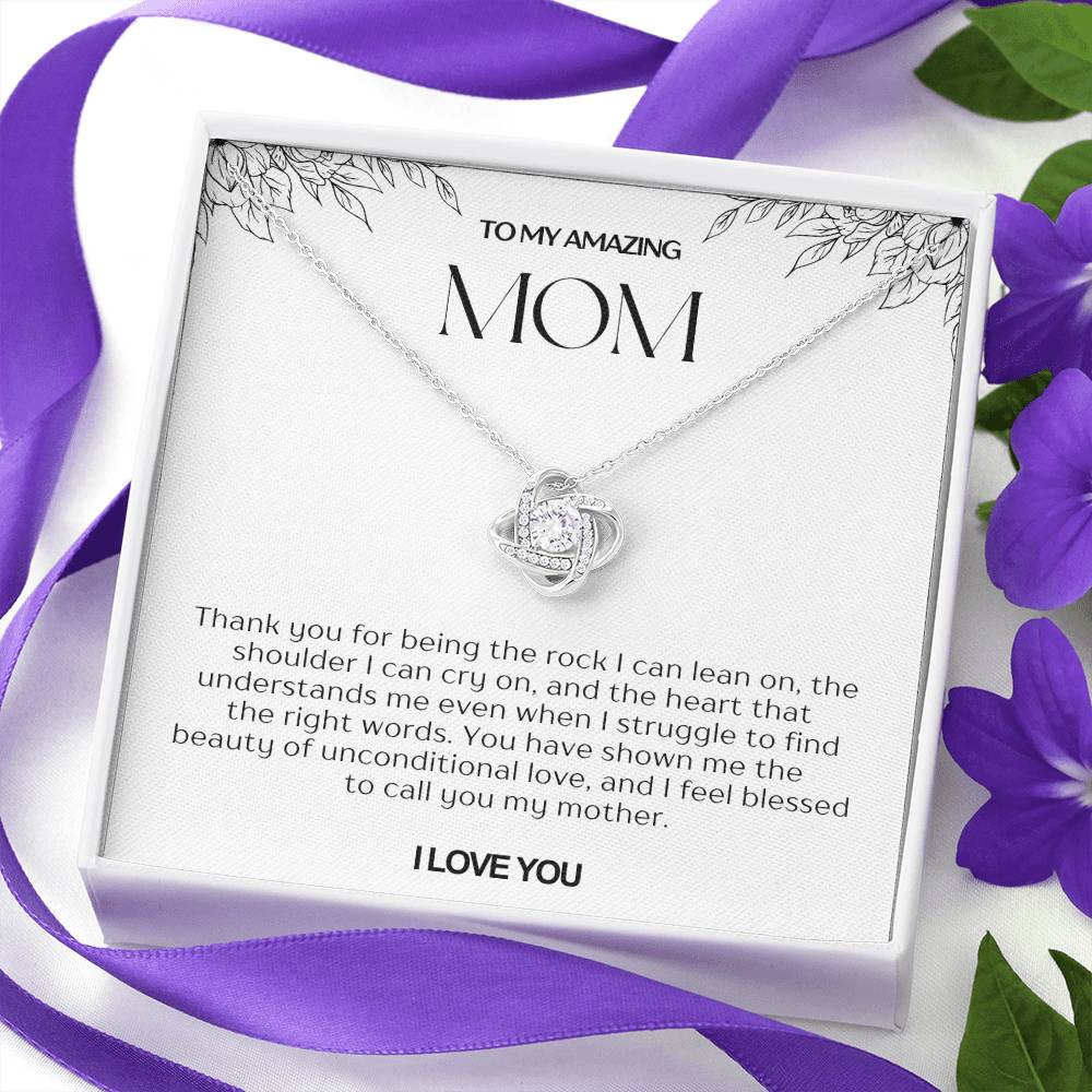 To My Amazing Mom Love Knot Necklace