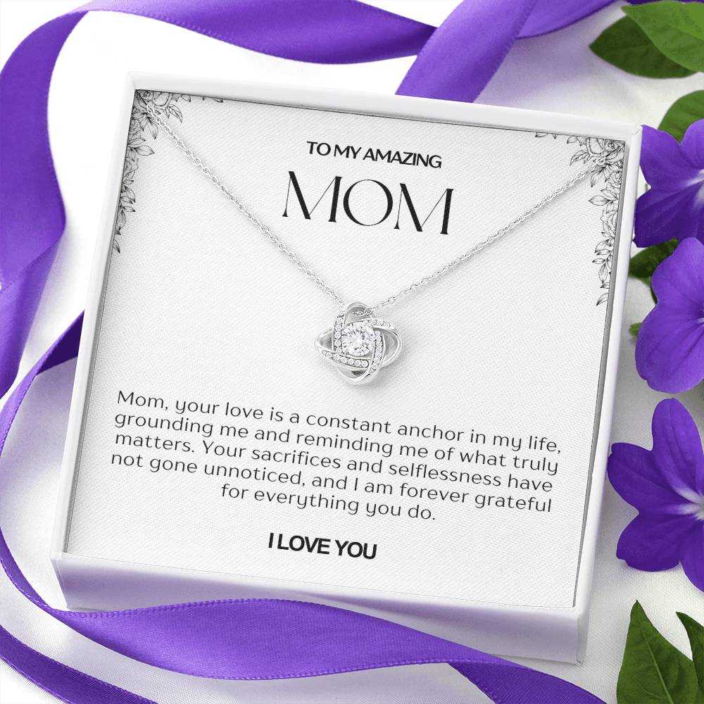 To My Amazing Mom Love Knot Necklace