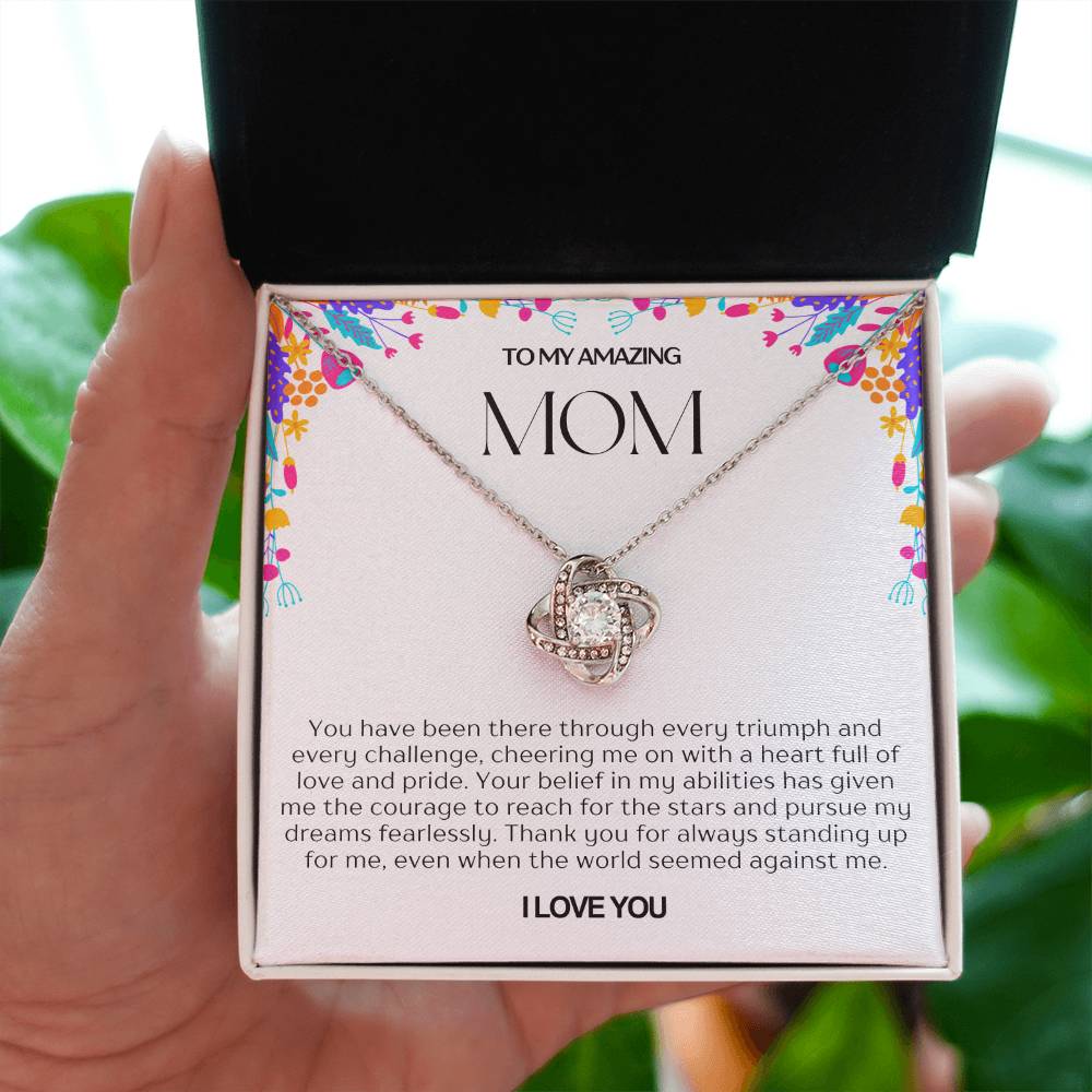 To My Amazing Mom Love Knot Necklace