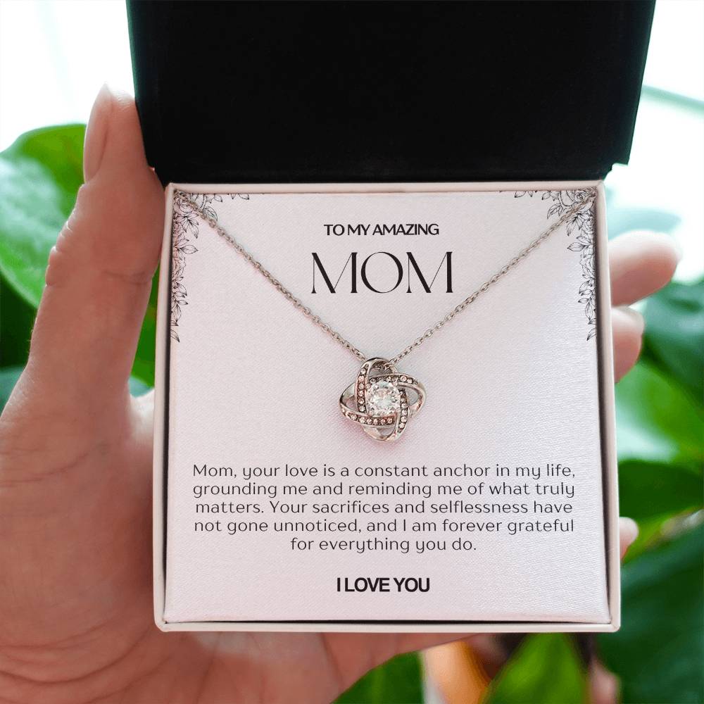 To My Amazing Mom Love Knot Necklace