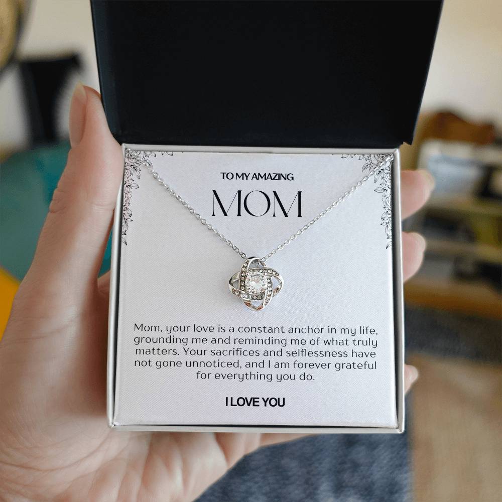 To My Amazing Mom Love Knot Necklace