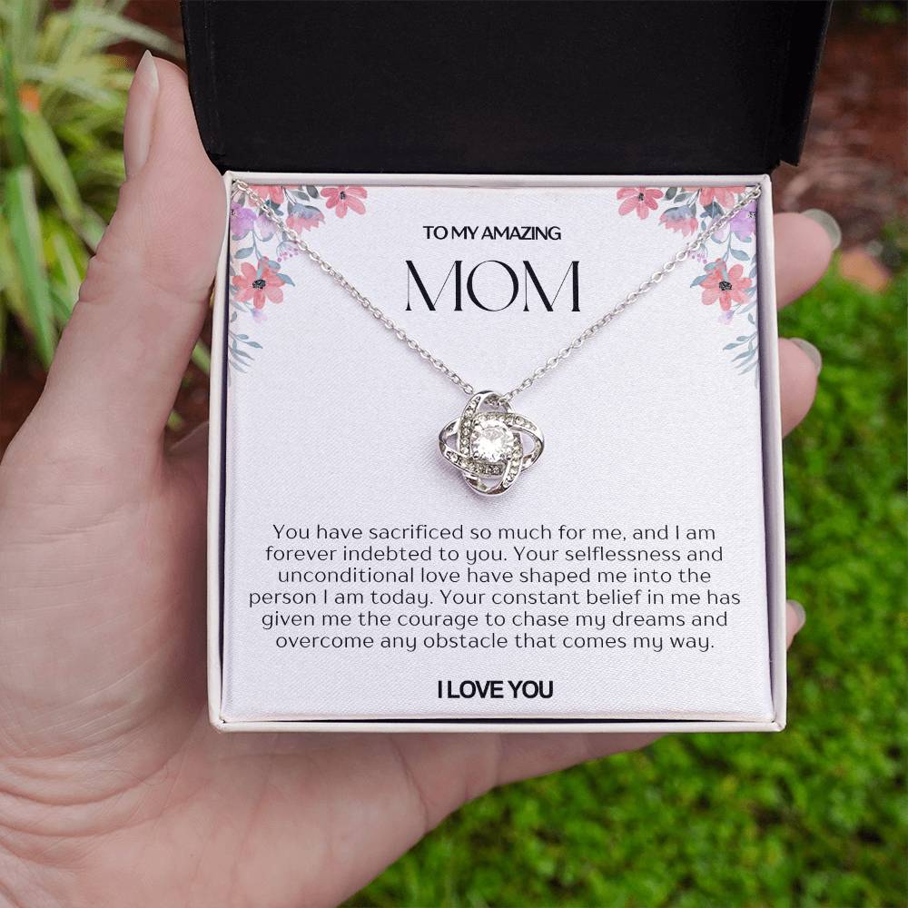 To My Amazing Mom Love Knot Necklace