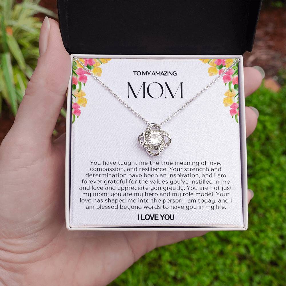 To My Amazing Mom Love Knot Necklace