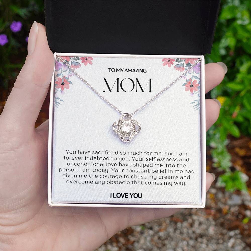 To My Amazing Mom Love Knot Necklace