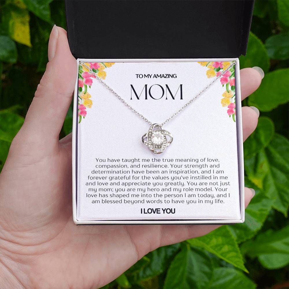 To My Amazing Mom Love Knot Necklace