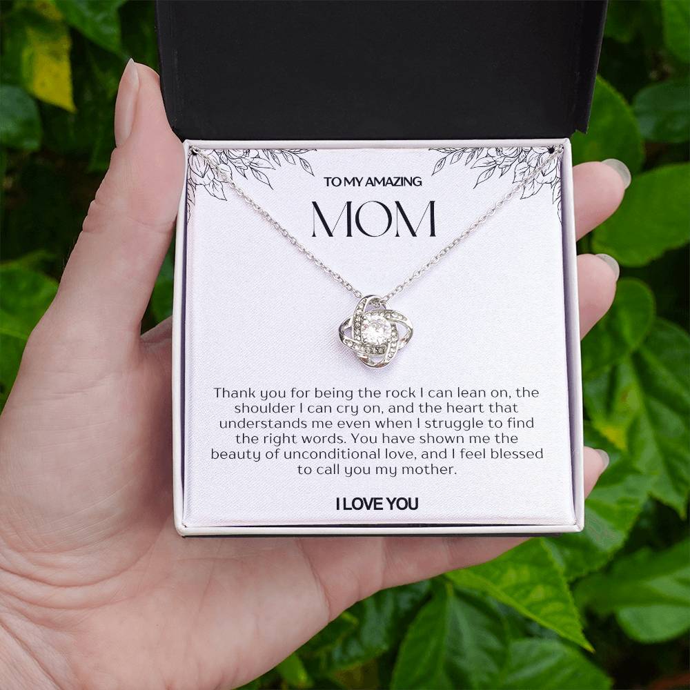 To My Amazing Mom Love Knot Necklace