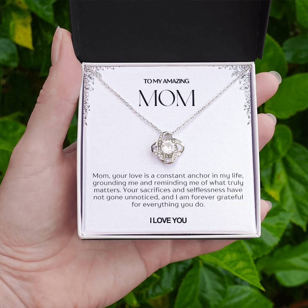 To My Amazing Mom Love Knot Necklace