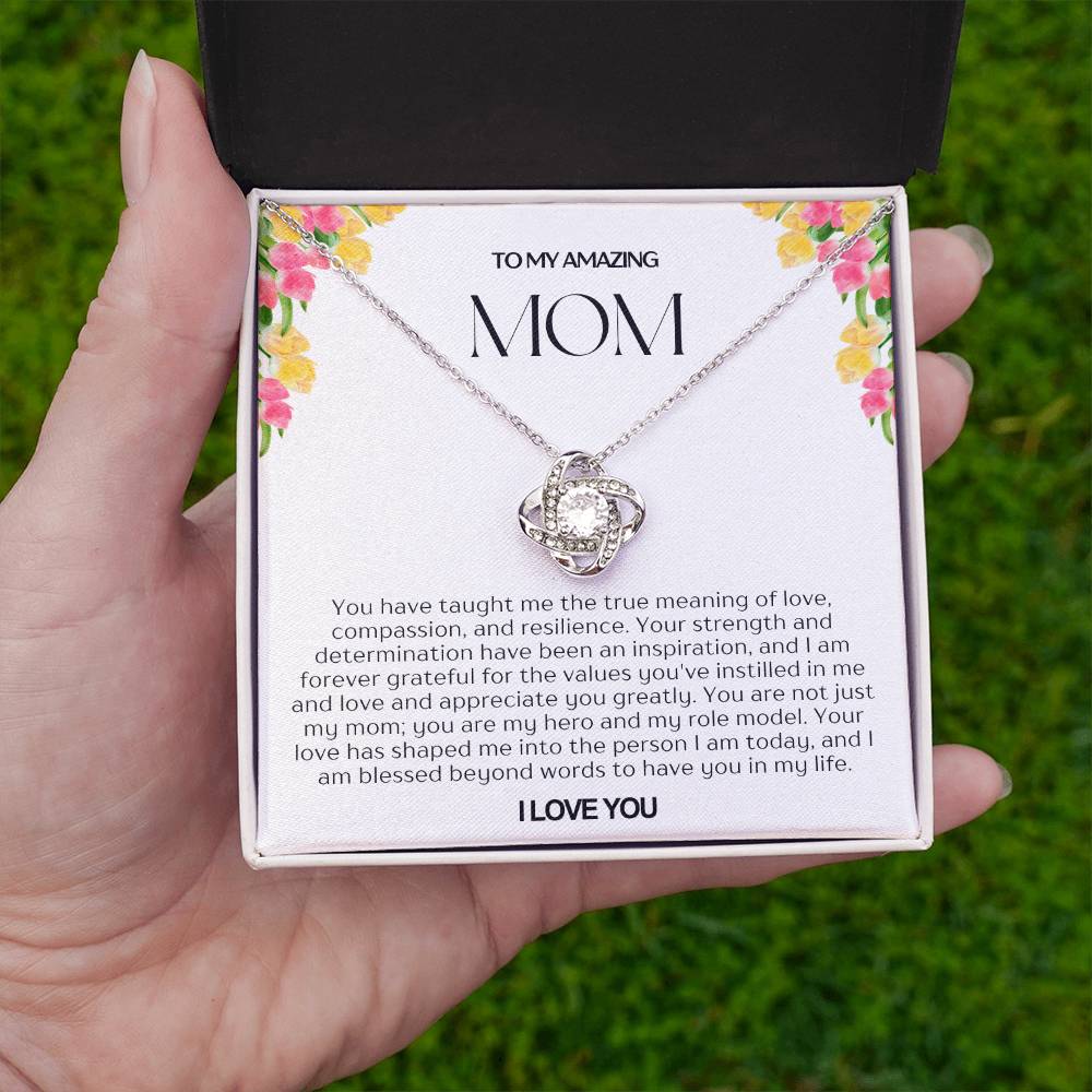 To My Amazing Mom Love Knot Necklace